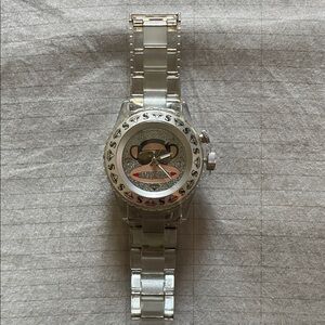 Paul Frank Silver Clear plastic Watch with Iconic Monkey Face does light show